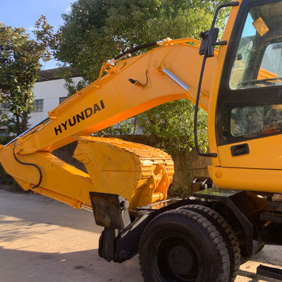 HYUNDAI 210W-7 Old Wheel Excavator, Used Construction Equipment 124KW Per l' estrazione mineraria