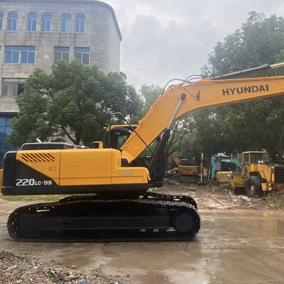 Costruzione vecchio escavatore Hyundai 220lc-9s giallo escavatore di seconda mano