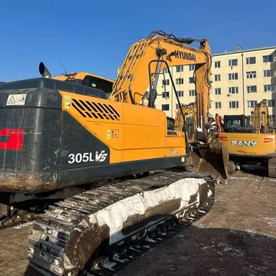 Giallo Hyundai 305 Used Excavator Digger 198kw 1900rpm Macchina di costruzione di seconda mano