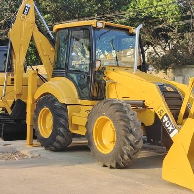 74.6kW JCB 4CX caricatore usato giallo 4378kg sollevamento di seconda mano retroescalatore caricatore ruota in movimento
